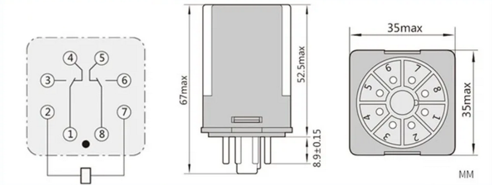 Промежуточное реле JQX-10F/2Z (JMK2P-I) для BSF/BSL (24V)
