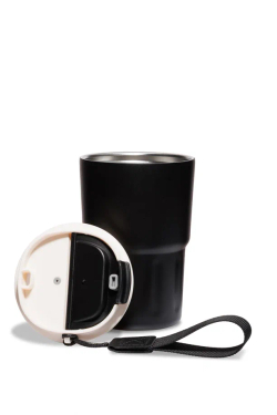 Термокружка черная с ремешком, 290 мл