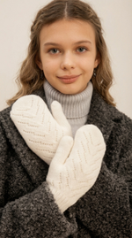 Варежки В008-02 белый натуральный