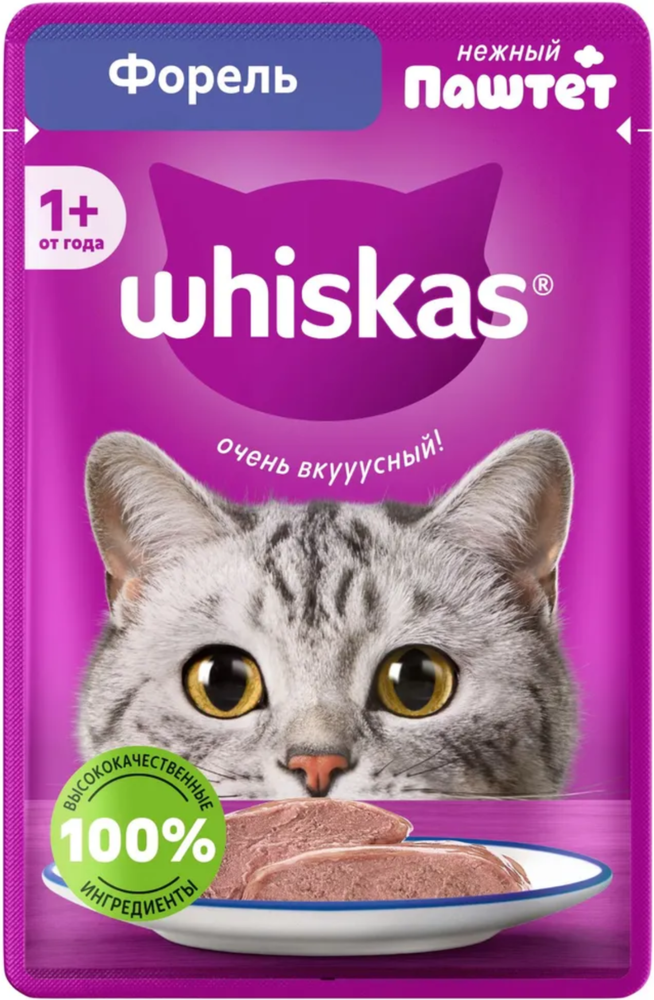 Whiskas паштет Форель 75г.*28шт.