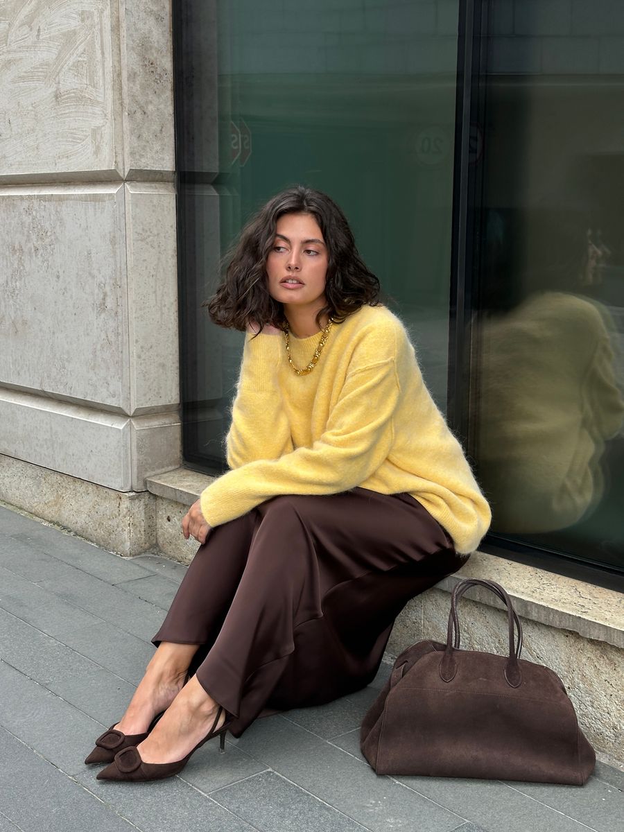 Юбка из шелка косого кроя макси шоколадная