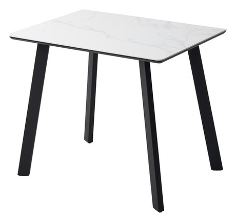 Стол М-City DISAUR Тик Так 90 Белый мрамор Matte, керамика, Черный каркас