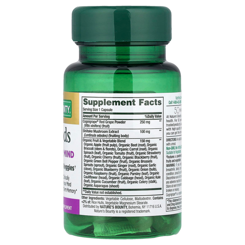 Nature's Bounty, Superfoods Plus Sharp Mind, суперфуды, 30 капсул