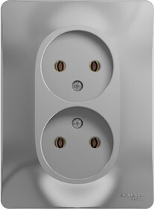 Розетка 2-м без заземл. СП алюминий GSL000320