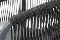 "Романо" стул плетеный из роупа, каркас алюминий темно-серый (RAL7024) муар, роуп темно-серый круглый, ткань темно-серая 027