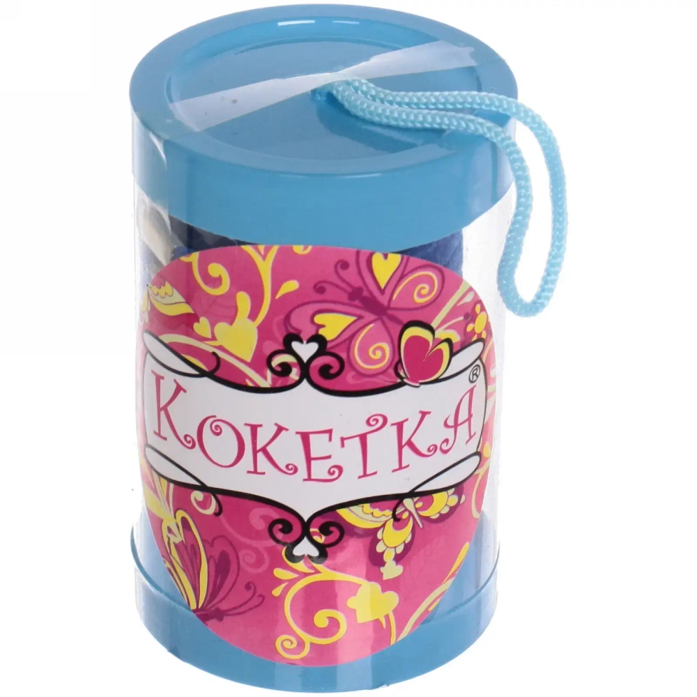 Резинки для волос детские в тубе 9шт «ЗАБАВА», цвет синий, d-4см (наклейка Кокетка)