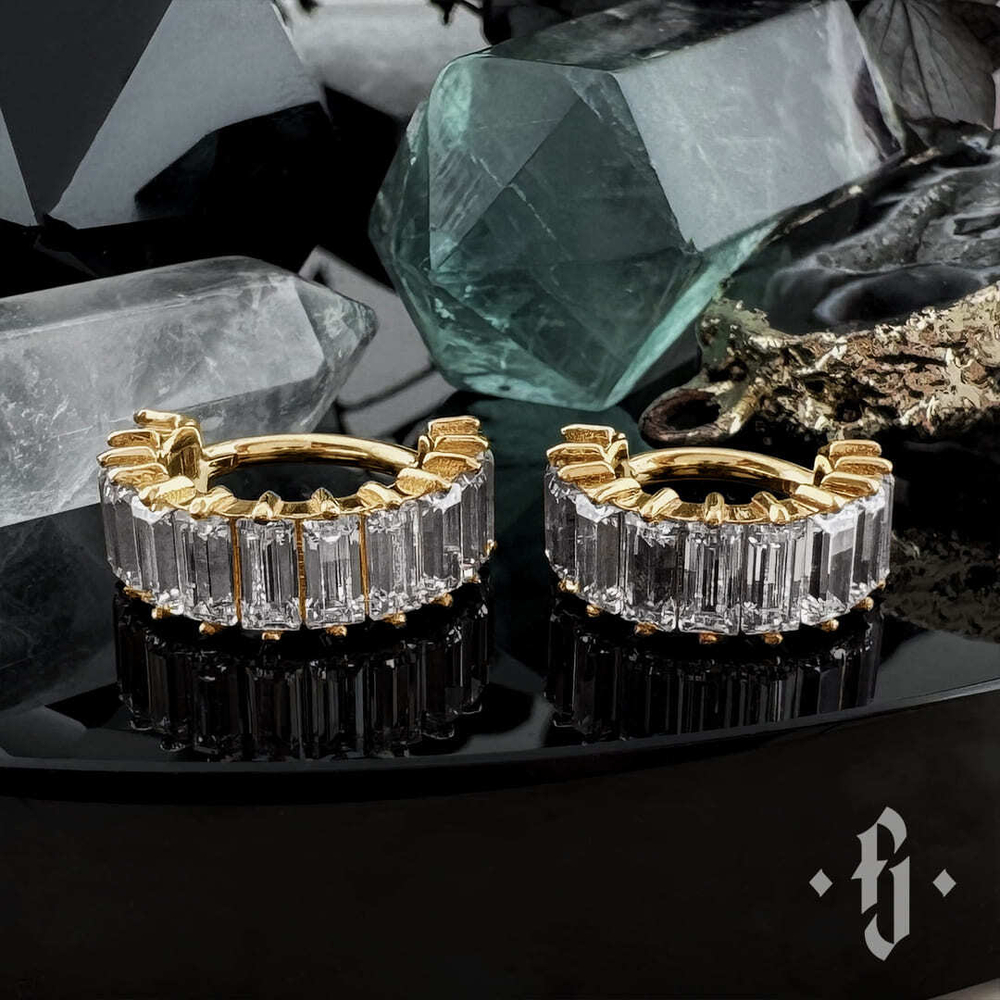 Кликер "Idol" - Желтое золото - White CZ