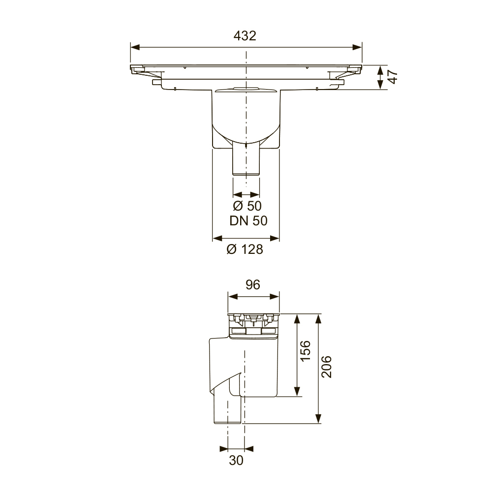 Сифон TECEdrainprofile "вертикальный" DN50