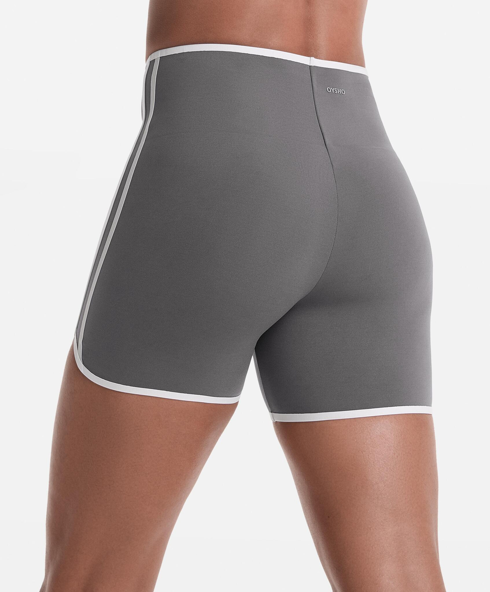 OYSHO Компрессионные шорты в стиле ретро с высокой талией 10 см, стальной серый