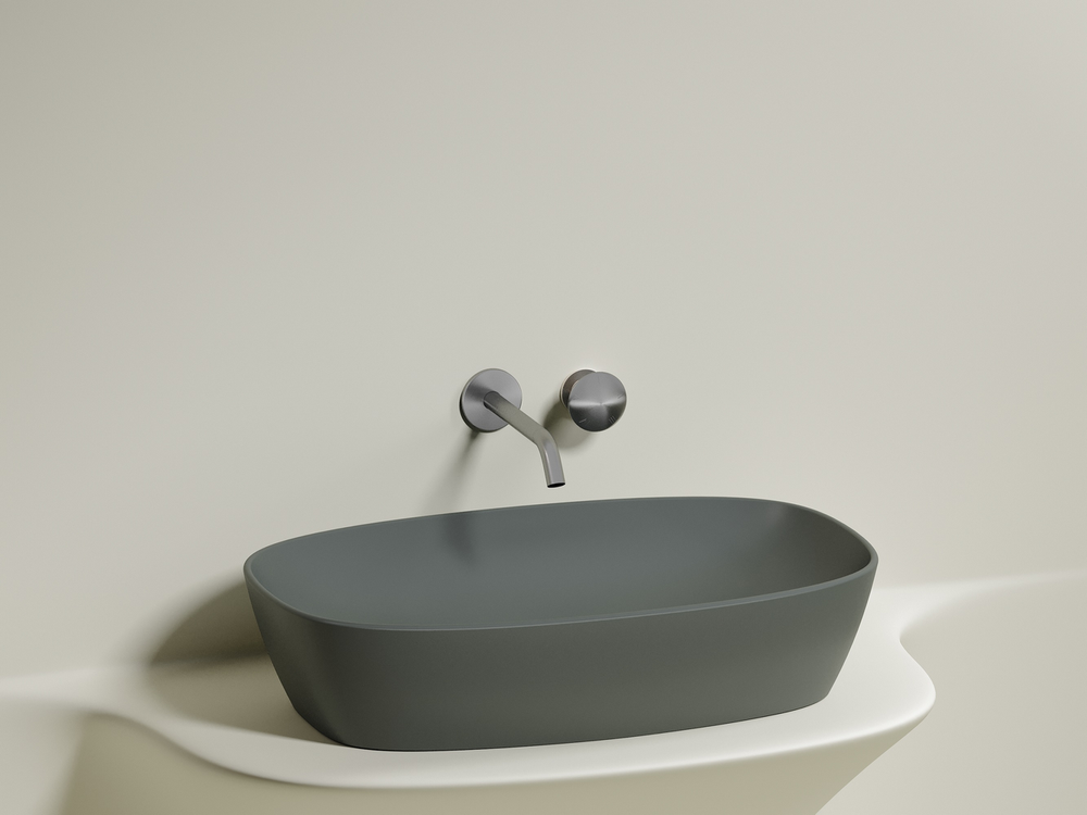 Умывальник чаша накладная овальная (цвет Антрацит Матовый) Element 610x385x140мм