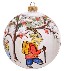 Элита НФШ-1447 Ел.украшение Шар «Козлик на прогулке» 100 мм