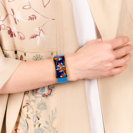 Браслет Fiore Luna на голубом кожаном ремешке CB13599-6