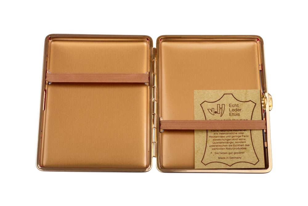 Портсигар Stoll на 28 сигарет 100 мм, натуральная кожа, Красный C19-3