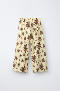 ZARA БРЮКИ WIDE LEG В ПОЛОСКУ, ЖЕЛТЫЙ