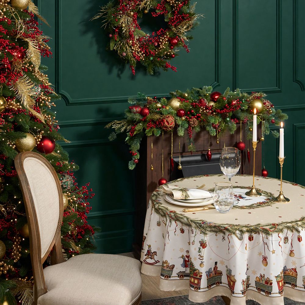 СКАТЕРТЬ КРУГЛАЯ "ЩЕЛКУНЧИК" ,150СМ , БЕЖЕВЫЙ ,100% ХЛОПОК , ТВИЛ