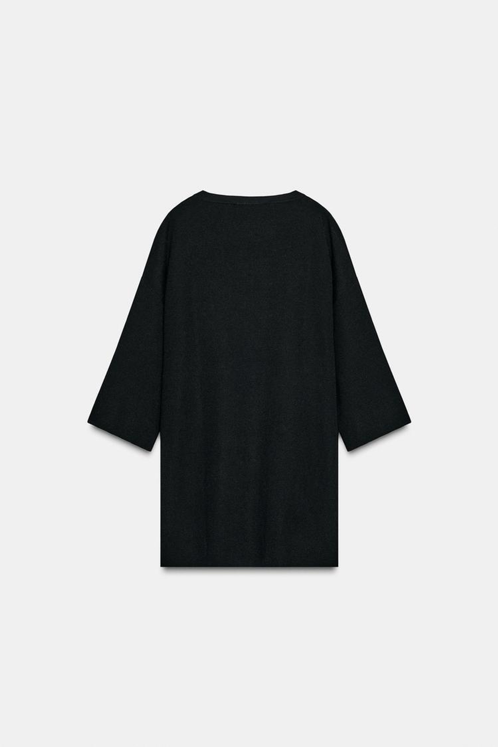 ZARA ТРИКОТАЖНЫЙ ТОП ОВЕРСАЙЗ, ЧЕРНЫЙ