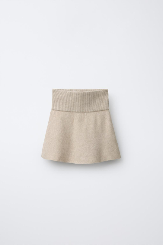 ZARA ТРИКОТАЖНАЯ ЮБКА, ПЕСОЧНЫЙ