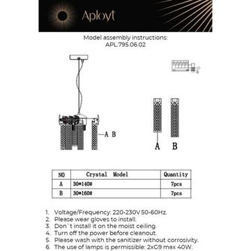 Подвес 2*G9 APL.795.06.02 золото Elouisa Aployt