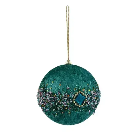 Винтажный шар Малахитовая шкатулка 10 см., бирюза, 1 шт., Christmas DeLuxe (86566)