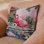 Декоративный гобеленовый чехол для интерьерной подушки Розовый фламинго 47*47