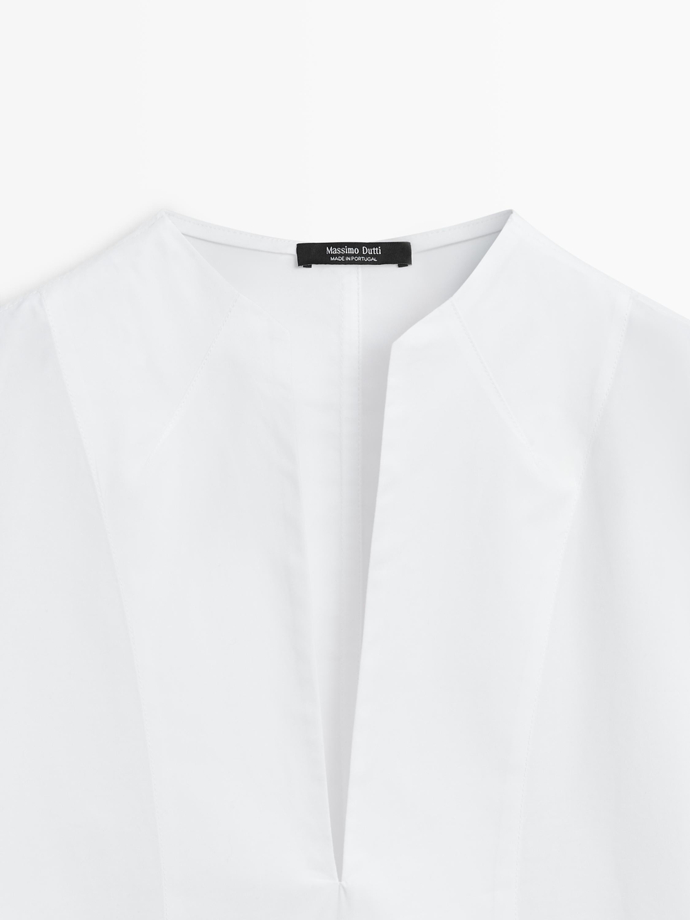 Massimo Dutti Рубашка из поплина с декоративными деталями на груди, белый