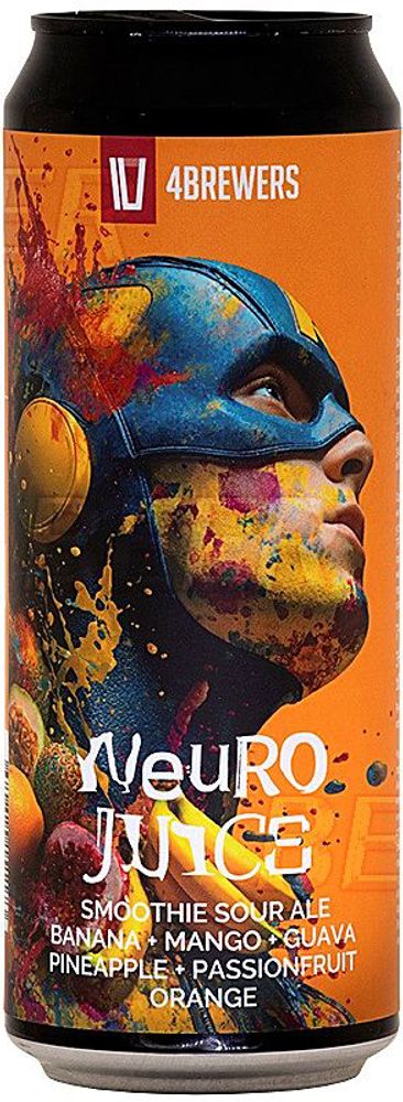 Пиво Четыре пивовара Нейро Джус Банан + Манго + Гуава + Ананас + Маракуйя + Апельсин / 4BREWERS Neuro Juice Banana + Mango + Guava + Pineapple + Passionfruit + Orange 0.45 - банка