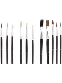 Набор кистей 15шт. пони, щетина, плоские, круглые (SB-3298)