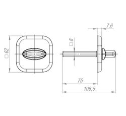 Ручка поворотная BKW8x75.K.XL62 (BKW8x75 XL) BL-24 черный