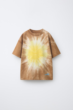 ZARA ФУТБОЛКА TIE DYE, КОРИЧНЕВЫЙ