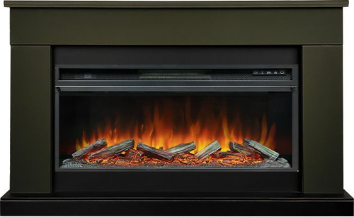 Каминокомплект Bergen (Разборный) - Темная олива (Ширина 1370 мм) с очагом Vision 42 LOG LED