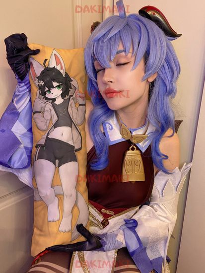 Мини дакимакура фурри Белый кот арт. M1205, 60х20 см