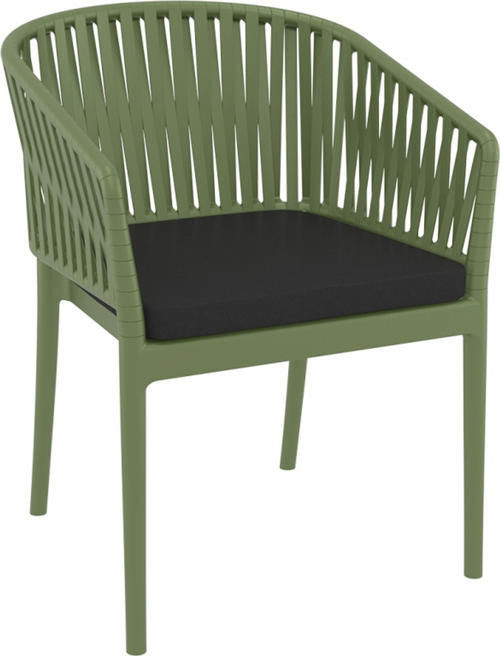 Кресло пластиковое с подушками Siesta Contract Portofino, оливковый, черный