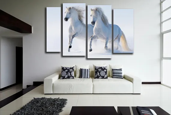 Модульная картина "Два белых коня"