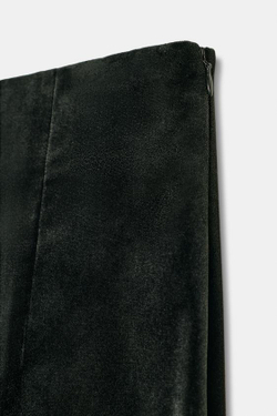 ZARA БАРХАТНЫЕ БРЮКИ FLARE ZW COLLECTION, ЗЕЛЕНЫЙ