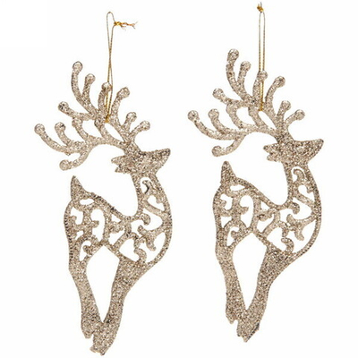 Подвески в блестках «Олень» 14 см (набор 2шт), шамапнь