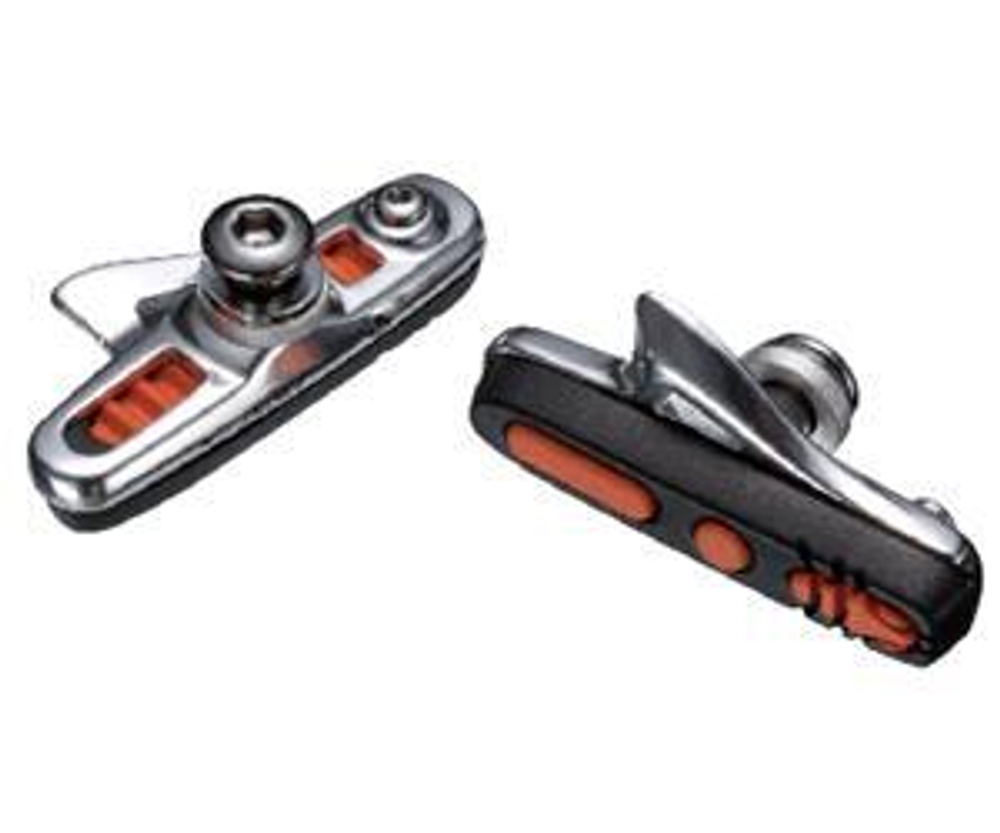 Колодки шоссейные картриджные чёрно-рыжие. ABS - system, для Shimano. 55мм. Серебр корпус ABS-01RC