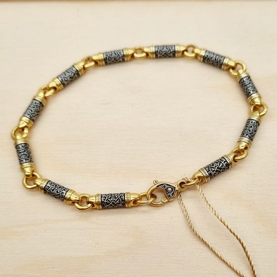 Браслет литой 4 мм. "Орнамент с крестом"