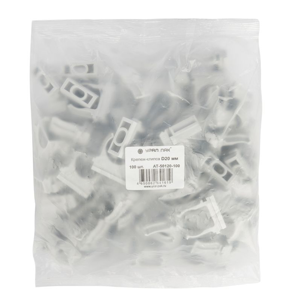 Крепеж-клипса для трубы 16 мм серая 100 шт