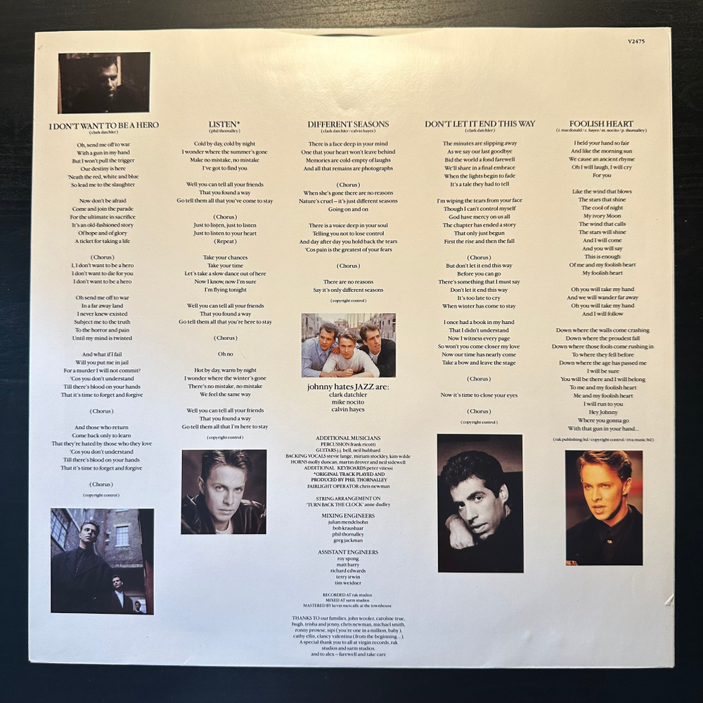 Johnny Hates Jazz - Turn Back The Clock (Англия 1988г.)