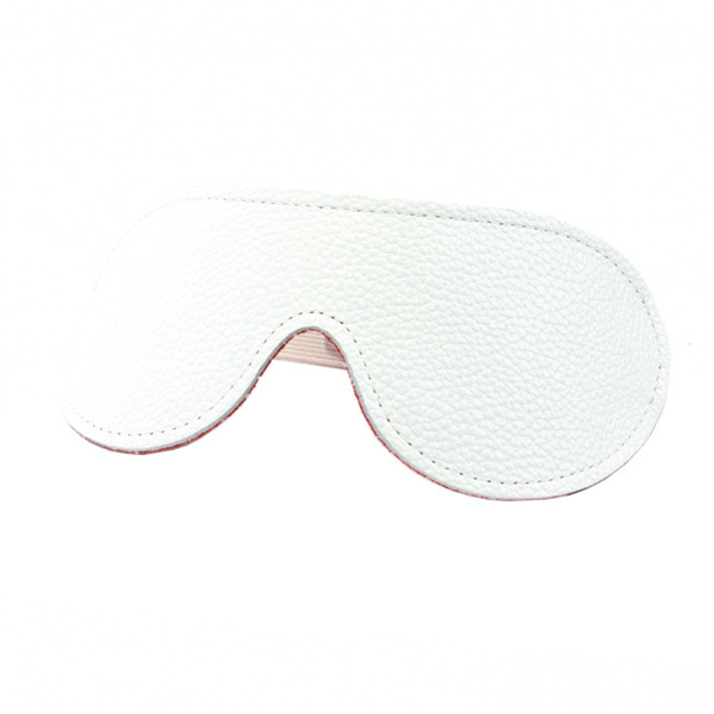 Двусторонняя бело-красная кожаная маска на резинке БДСМ Арсенал 58009