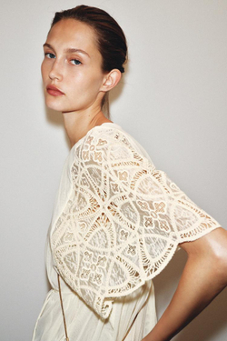 ZARA ТОП С ВЫШИВКОЙ, ВАНИЛЬНЫЙ