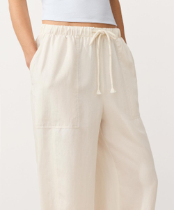 Oysho Прямые брюки из смеси лиоцелла и 24% льна, экрю