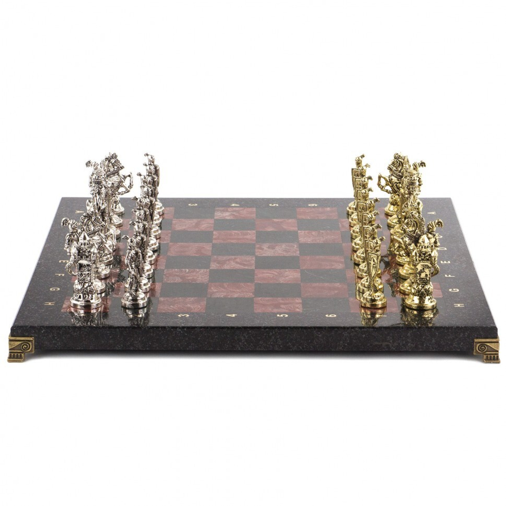 Шахматы из мрамора  Шахматы сувенирные "Рыцари крестоносцы" доска 44х44 см из камня лемезит  G 120715