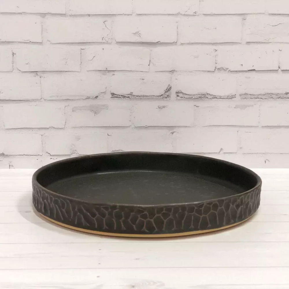 Фото тарелка черная керамическая Black Velvet д 280 мм в 40 мм 003009 из экологически чистой глины высокого качества