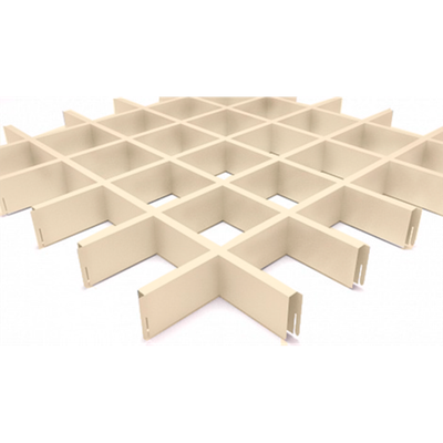 Потолок Грильято под Армстронг 600x600 мм. CL T15 светло-бежевый ячейка 100х100 мм. h37 мм. b15 мм. Cesal Profi