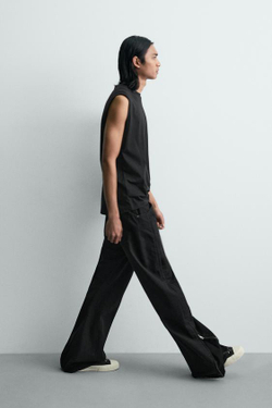 ZARA ДЖИНСЫ BARREL С МОЛНИЯМИ, ЧЕРНЫЙ