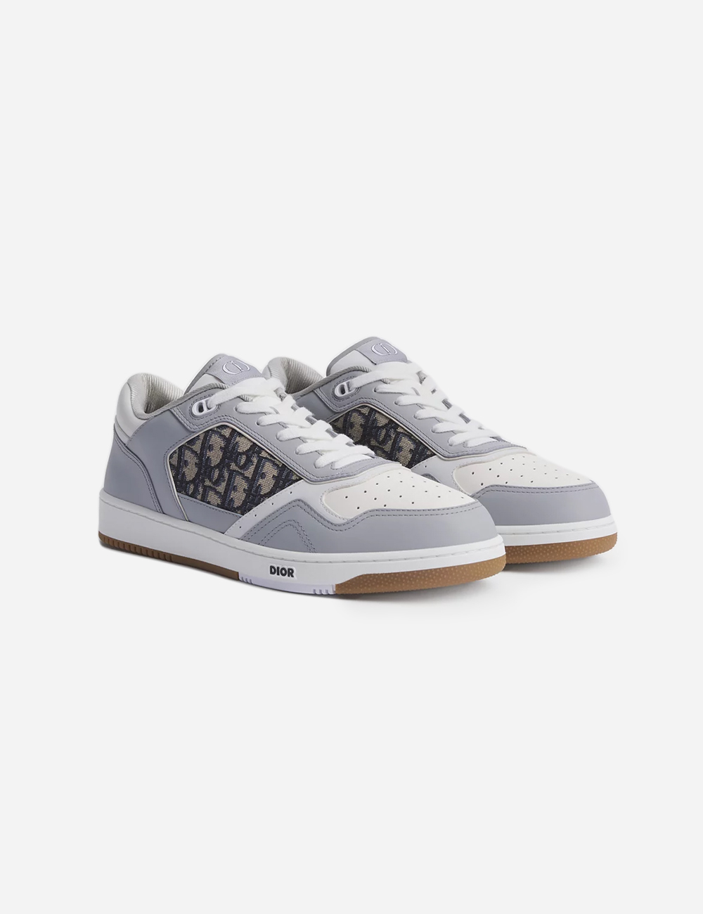 Кроссовки Dior B27 Uptown Low-Top Sneaker "Gray and White Smooth Calfskin with Beige and Black Dior Oblique Jacquard"