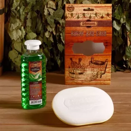 Подарочный набор Шампунь Алоэ и мочалка для тела