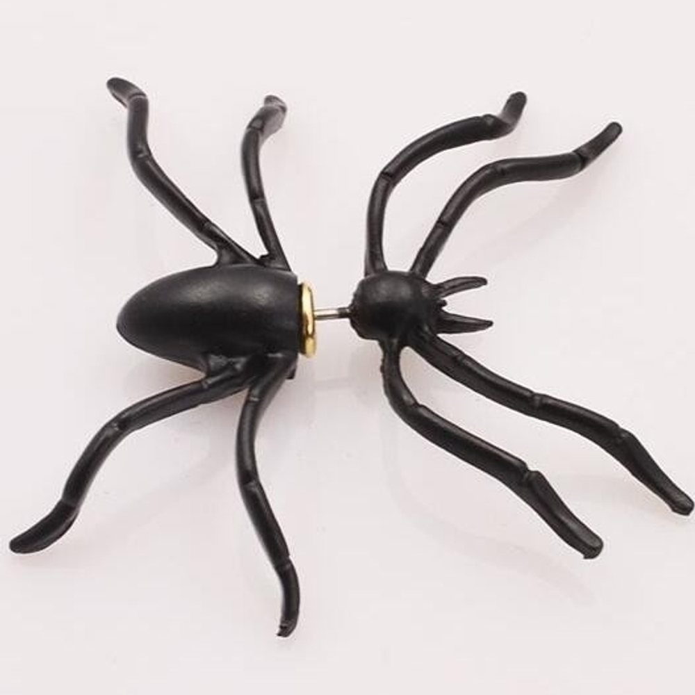 Серьги - гвоздики пуссеты "Черный паук".(цена за 1шт)