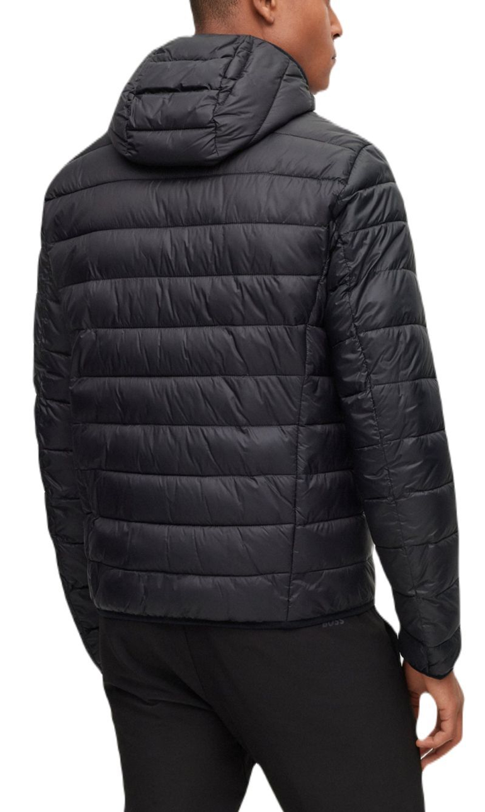 Мужская теннисная куртка BOSS Water-Repellent Puffer Jacket With Branded Trims - черный